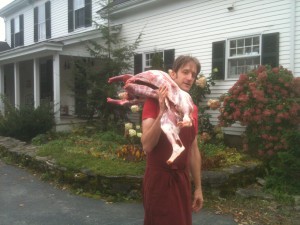 David Levi with lamb for asado